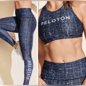 Peloton SET Navy Wear It To Heart Sports Bra Size S Leggings M. Excellent cond